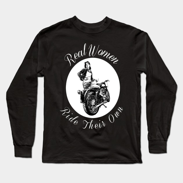 Woman Motorcycle Rider Design Long Sleeve T-Shirt by AtkissonDesign